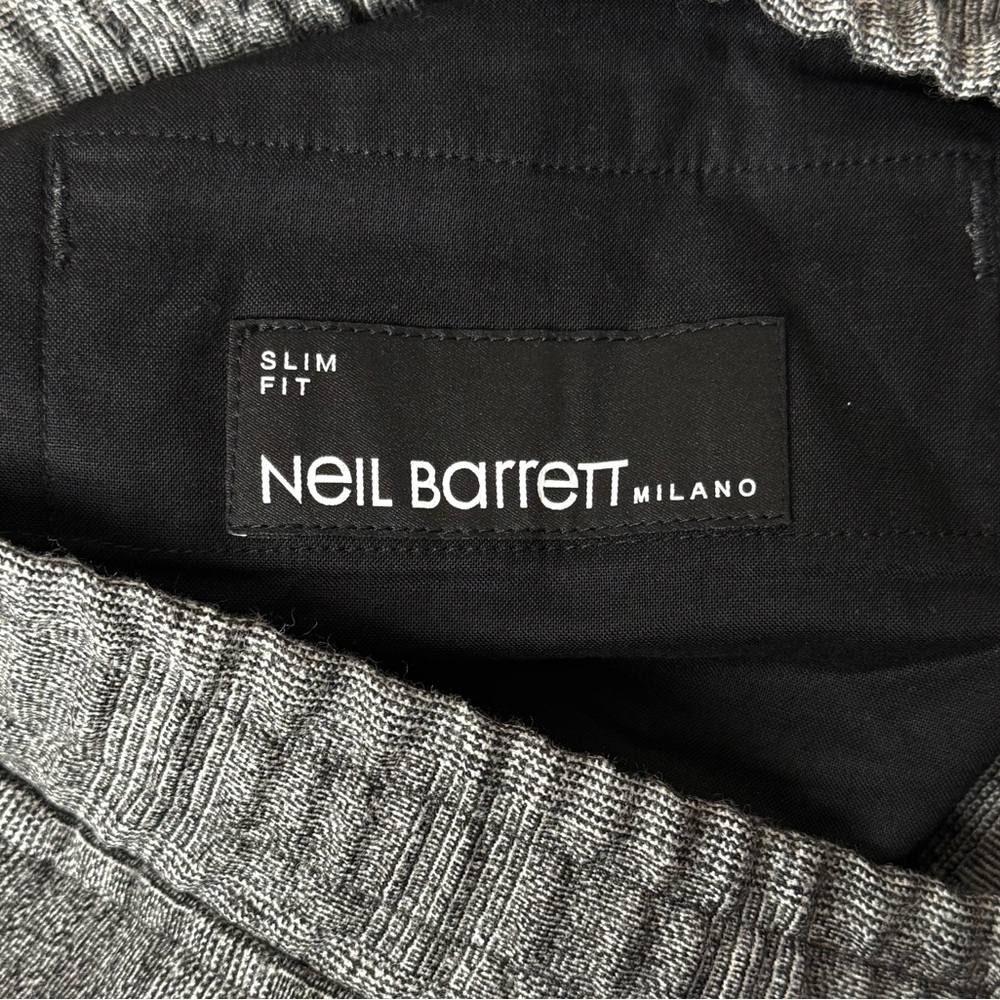 NWT NEIL BARRETT Virgin Wool Plaid Check Elastic Waist Cuffed Slim Trousers 32 - Picture 6 of 10